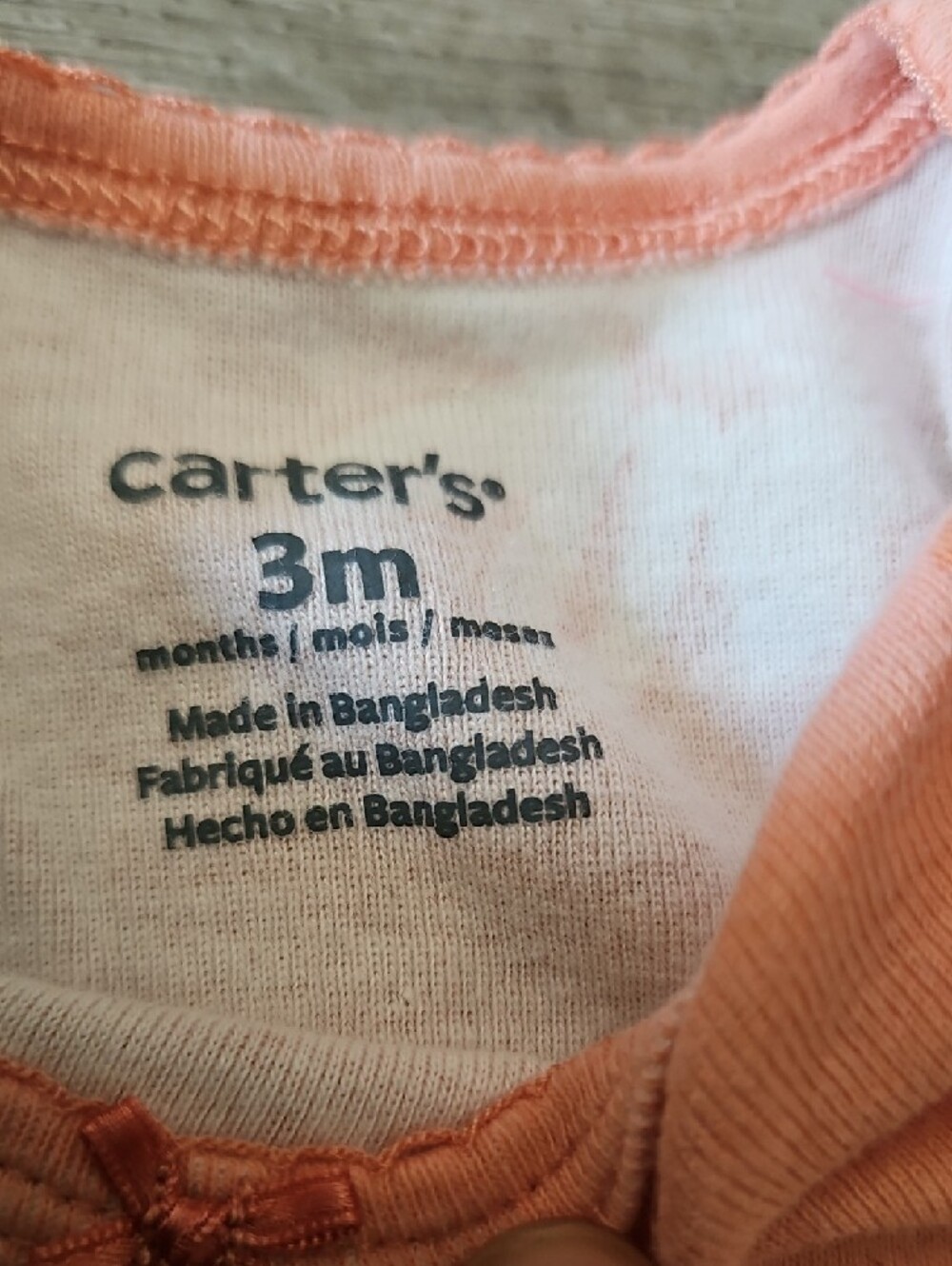Carter's Peach Floral Short-Sleeve Baby Bodysuit 3months - Picture 3 of 6